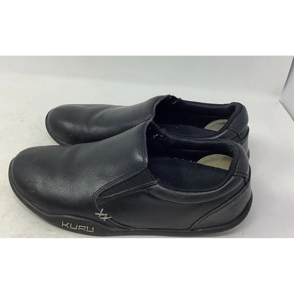 Kuru Kivi Shoes Womens Size 10.5 Black Leather Comfort Walking Slip On Loafers