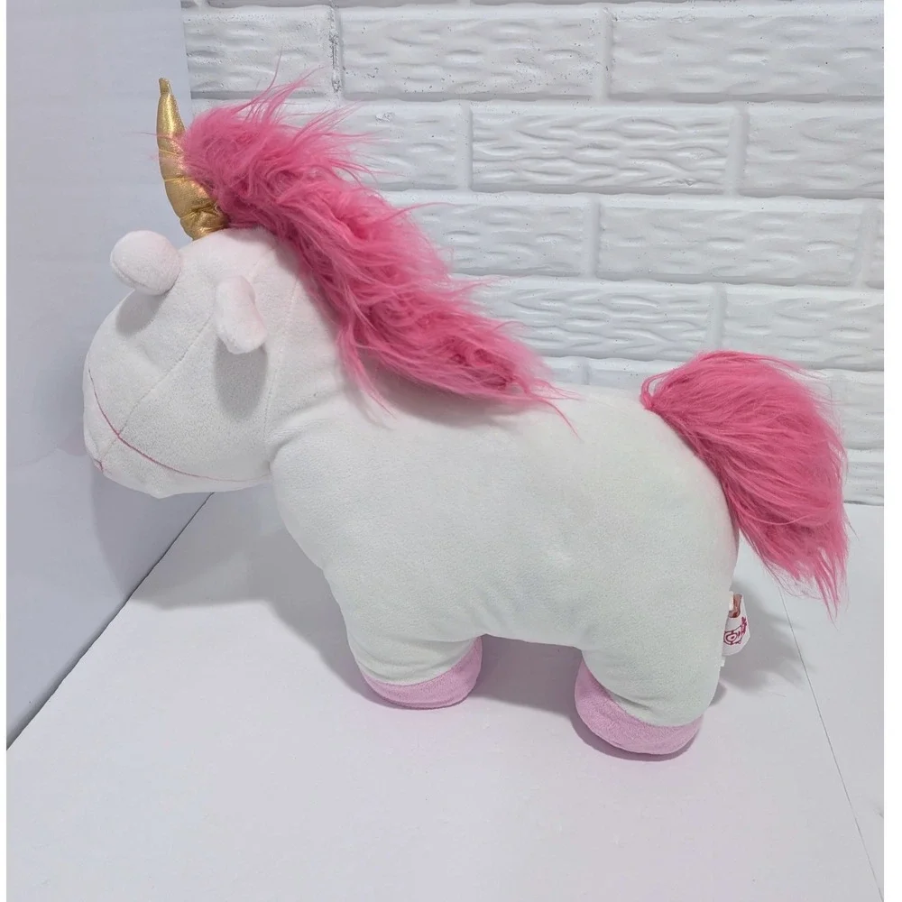 Despicable Me Fluffy Unicorn Plush Agnes Stuffed Animal White Pink Gold Horn