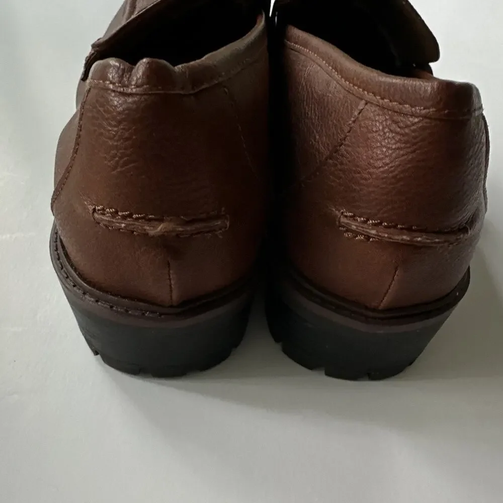 Style & Co Womens Wandaa Dress Loafers 11 M Brown Slip-On Toe Strap Accent EUC