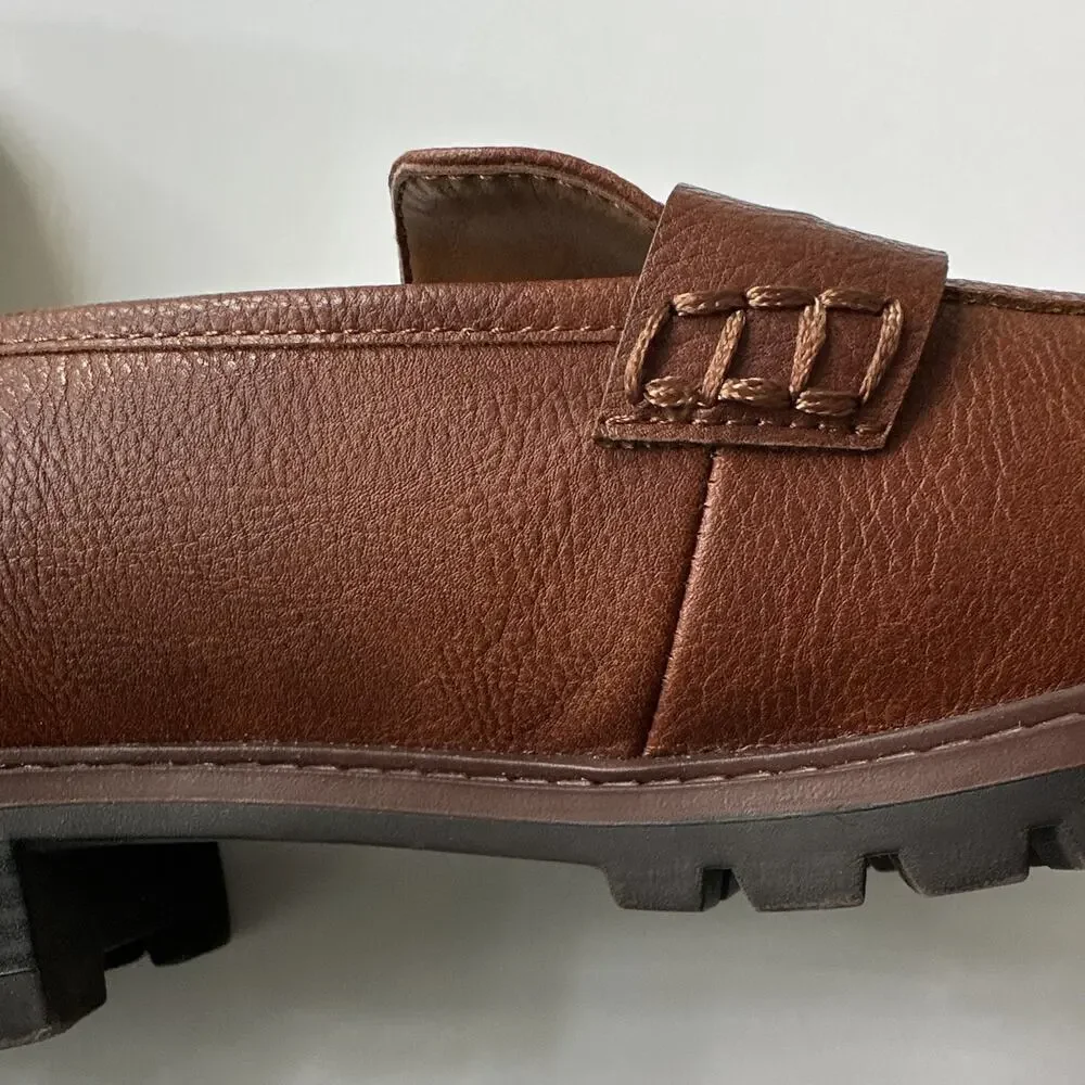 Style & Co Womens Wandaa Dress Loafers 11 M Brown Slip-On Toe Strap Accent EUC