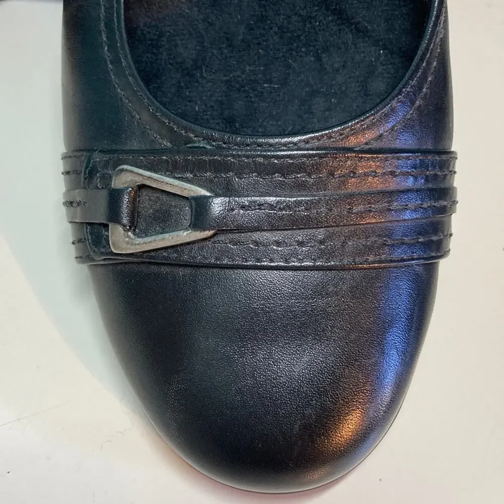 Walking Cradles 10 Black Leather Flats Comfort Square Toe Slip On Low Heel