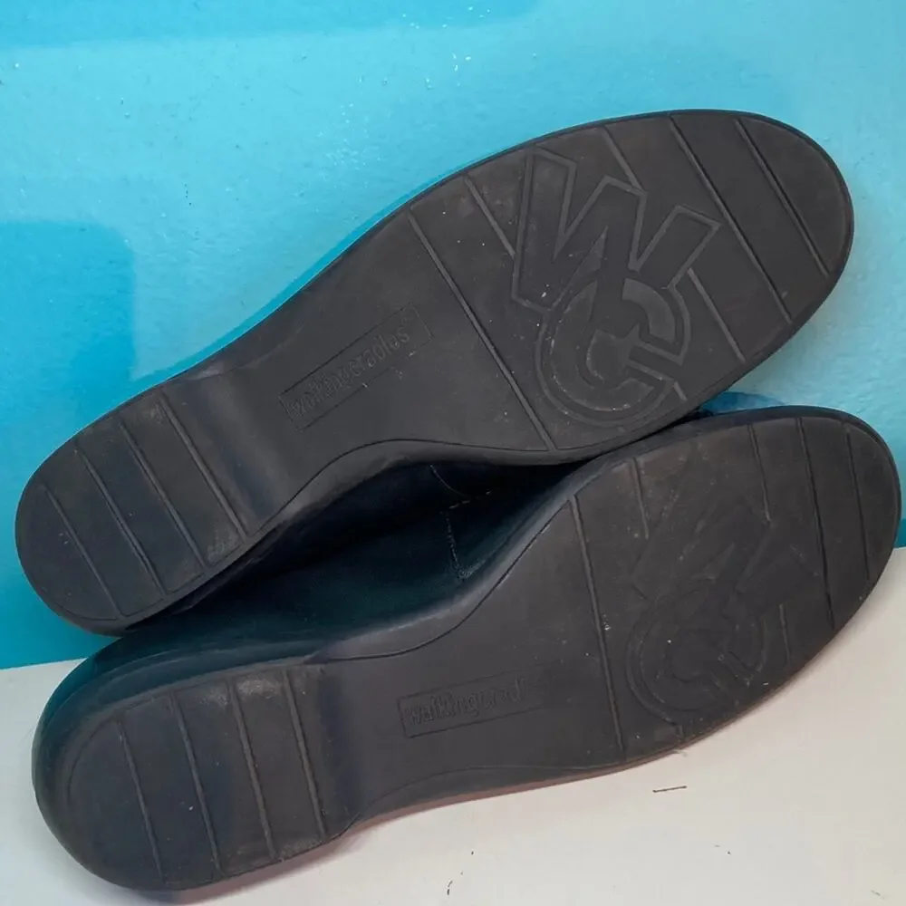 Walking Cradles 10 Black Leather Flats Comfort Square Toe Slip On Low Heel