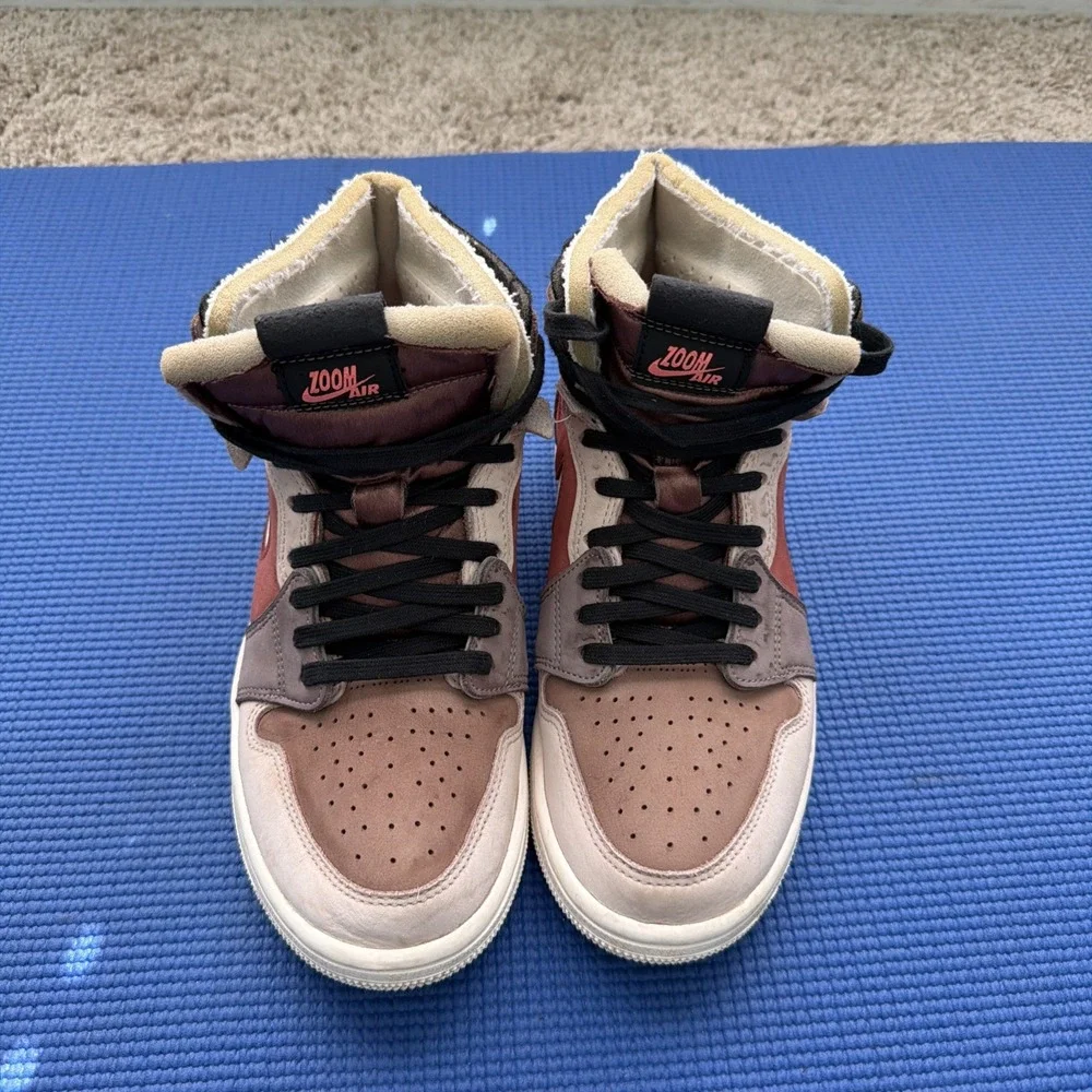 Nike Air Jordan 1 ZOOM AIR High Top Suede Sneakers Brown Tan Sz-US 7 Basketball