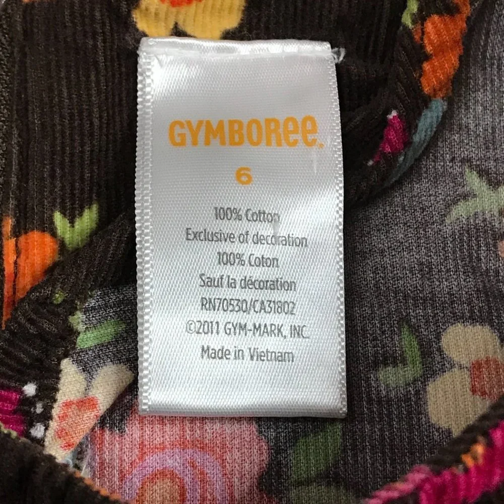 Gymboree 100% Cotton Corduroy‎ Floral A-Line Dress Lightweight Girl's Size 6