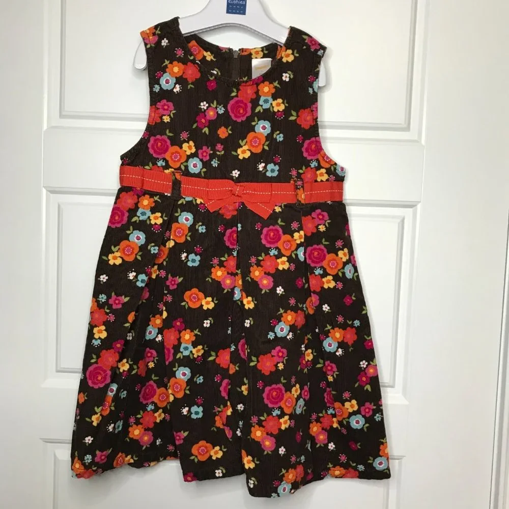Gymboree 100% Cotton Corduroy‎ Floral A-Line Dress Lightweight Girl's Size 6