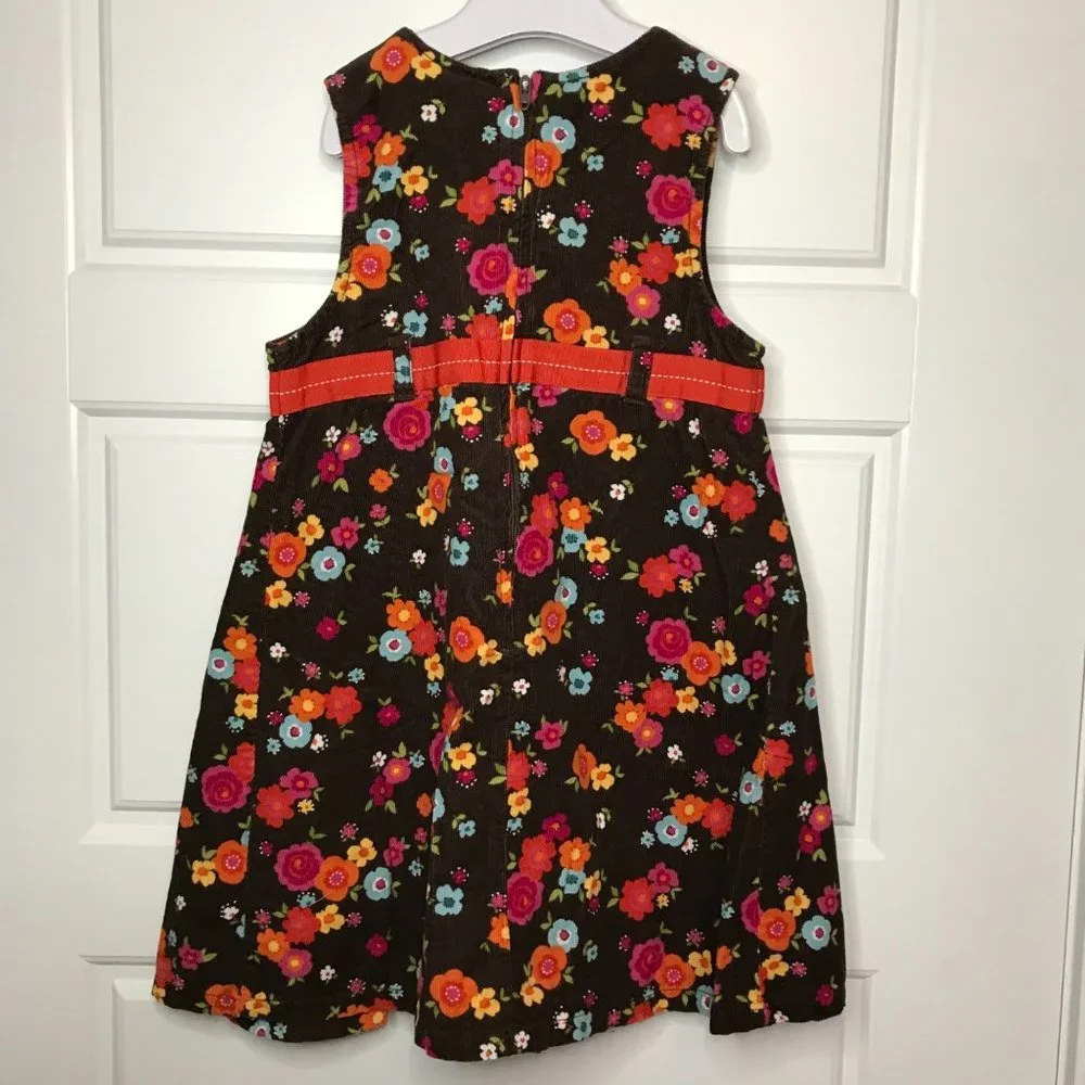 Gymboree 100% Cotton Corduroy‎ Floral A-Line Dress Lightweight Girl's Size 6