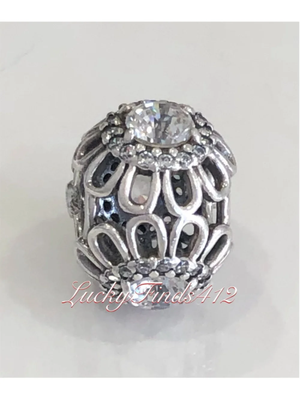 Authentic Pandora Floral Brilliance Charm Retired Pandora Charm