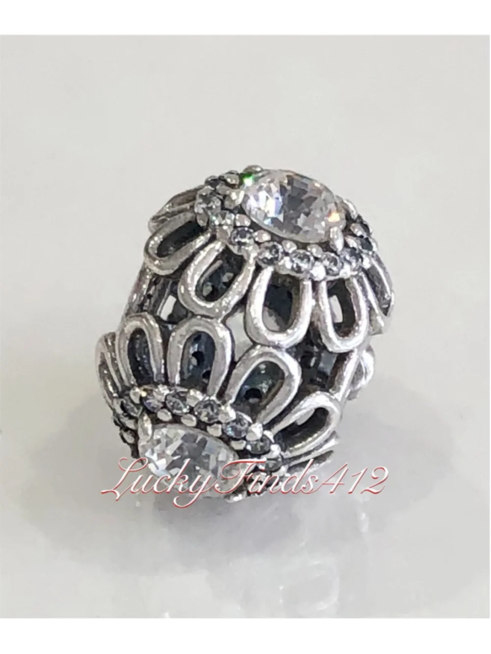 Authentic Pandora Floral Brilliance Charm Retired Pandora Charm