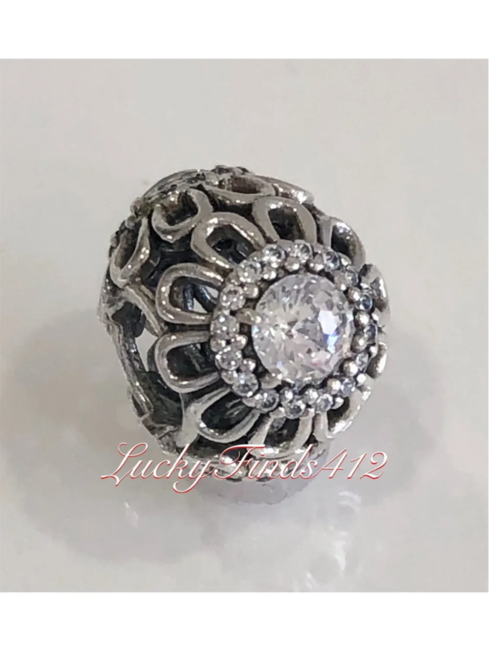 Authentic Pandora Floral Brilliance Charm Retired Pandora Charm