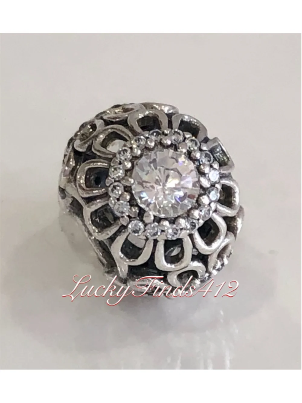 Authentic Pandora Floral Brilliance Charm Retired Pandora Charm