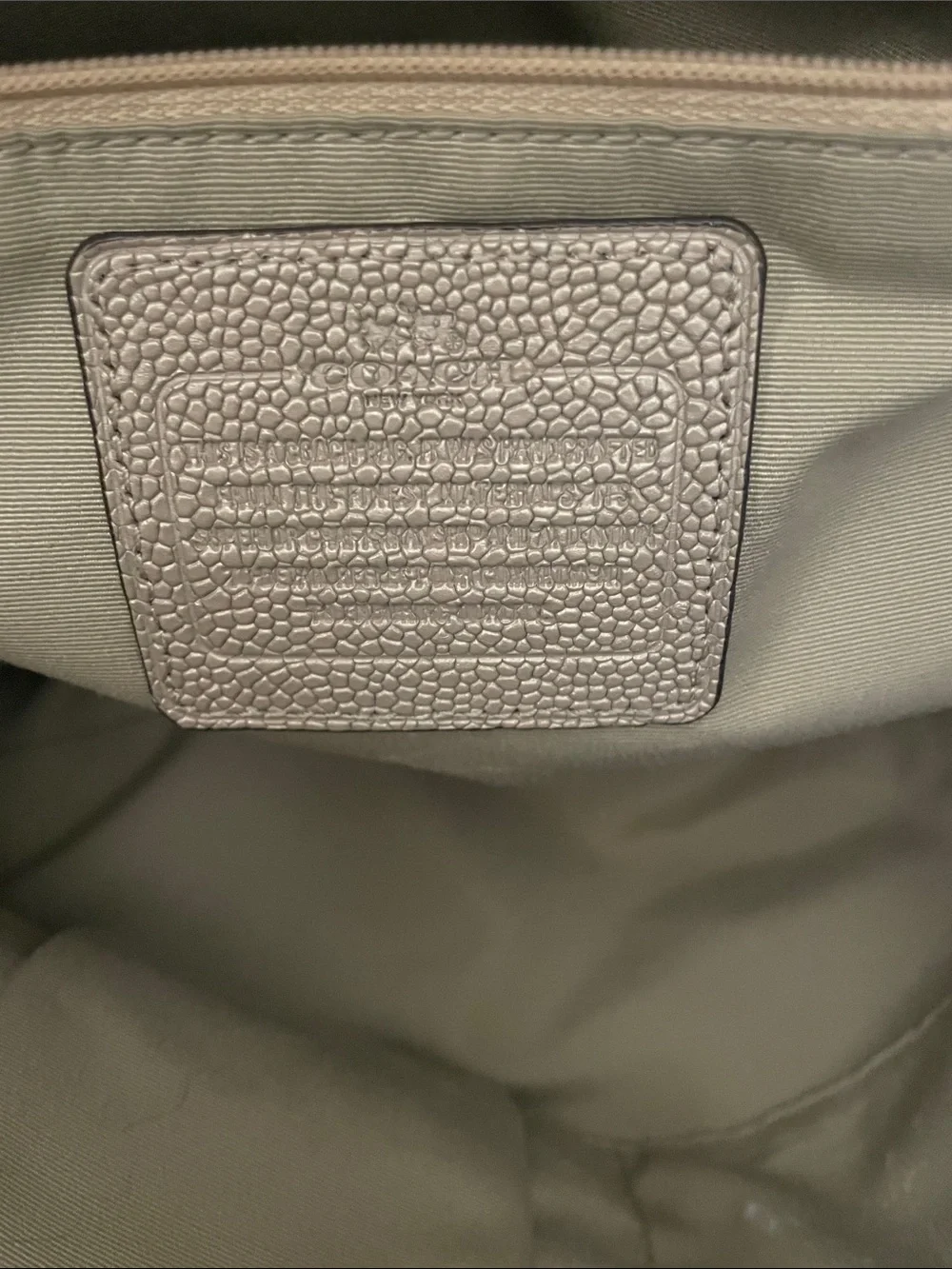 Coach Taupe Pebbled Leather Shoulder Bag with Gold Hardware