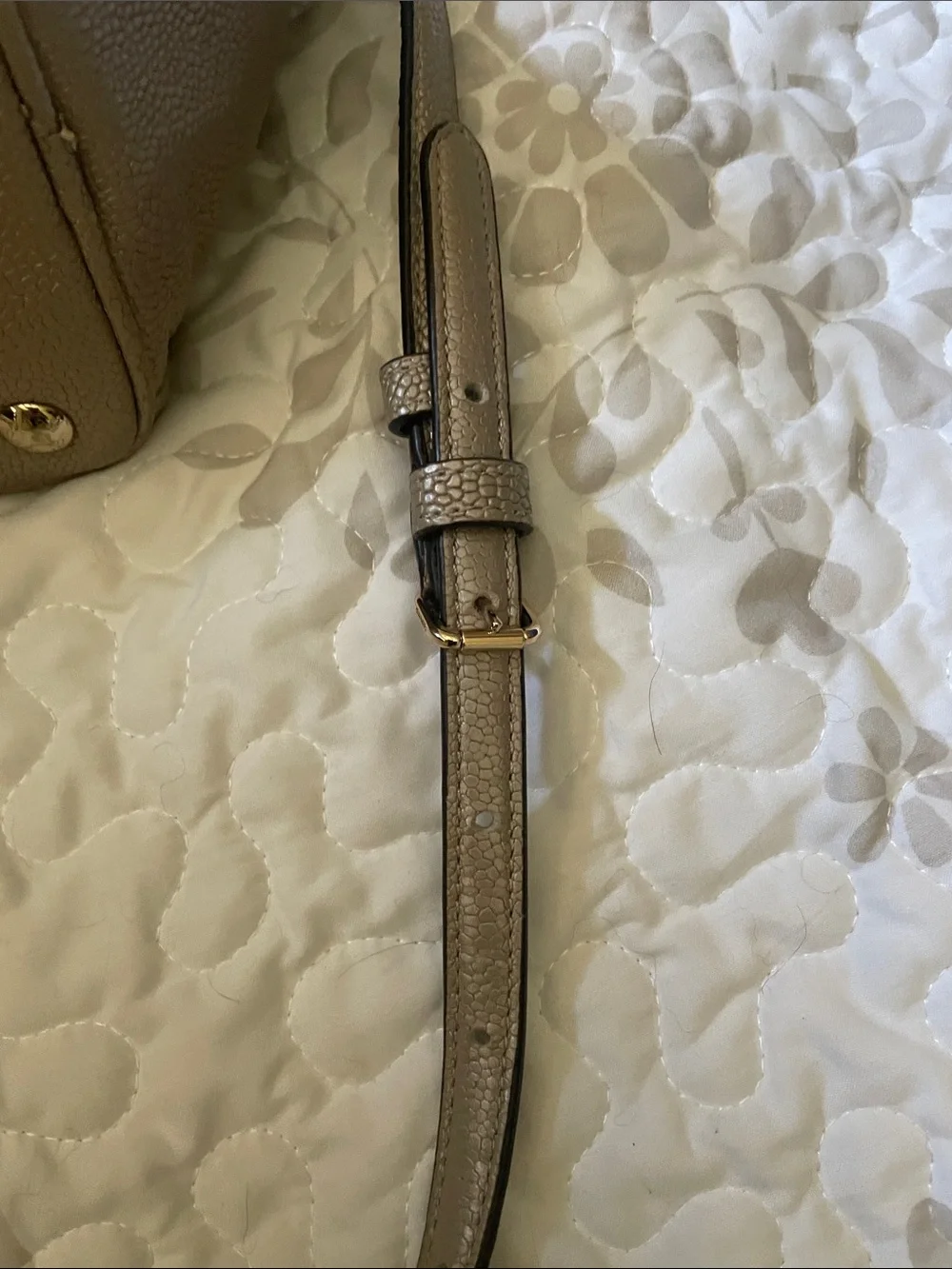 Coach Taupe Pebbled Leather Shoulder Bag with Gold Hardware