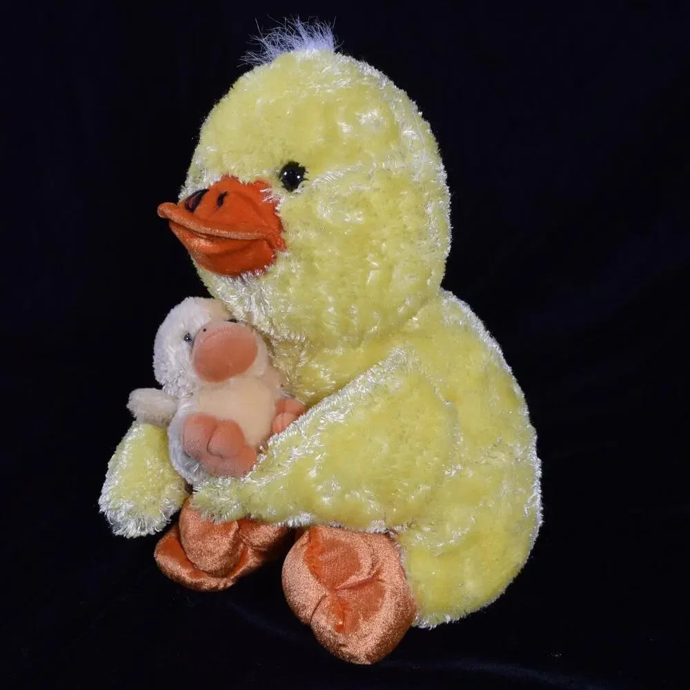 Dan Dee Yellow & Orange Mother Plush Duck w Baby Duckling Stuffed Animal Toy 11