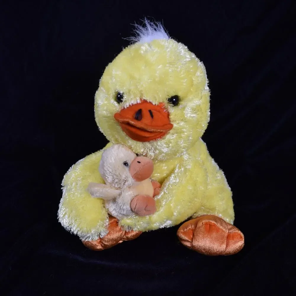 Dan Dee Yellow & Orange Mother Plush Duck w Baby Duckling Stuffed Animal Toy 11