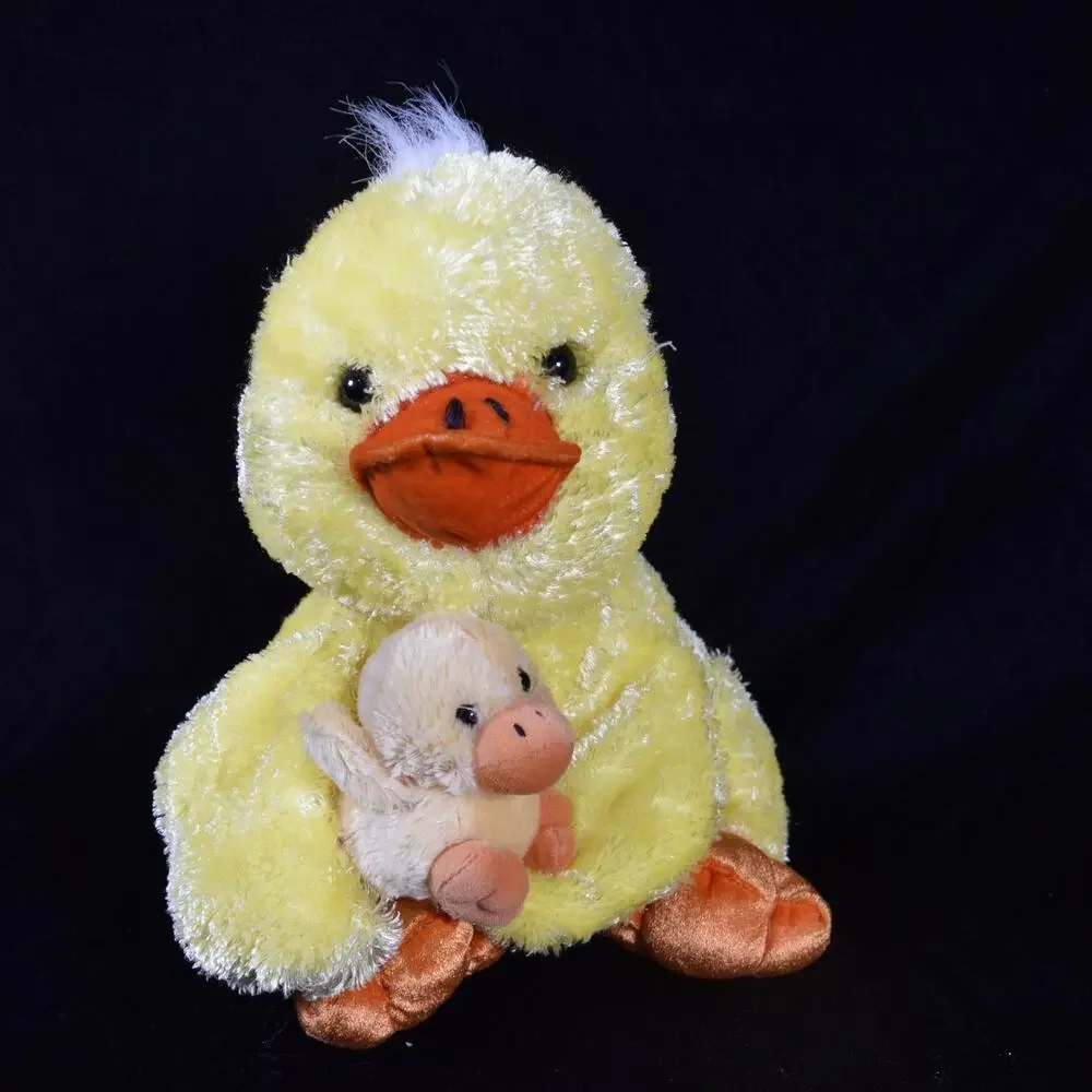 Dan Dee Yellow & Orange Mother Plush Duck w Baby Duckling Stuffed Animal Toy 11
