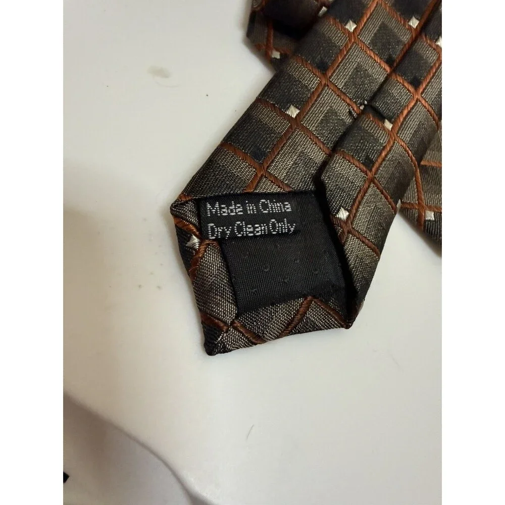 Joseph & Feiss International Silk Neck Tie Charcoal&gold Geometric 4x62 XL