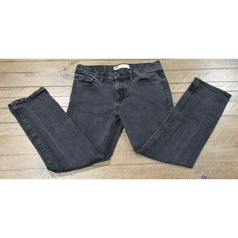 Levi’s 511 Fit Slim Straight Jeans Black Washed - Husky Boys Size 14 W 33 L 28
