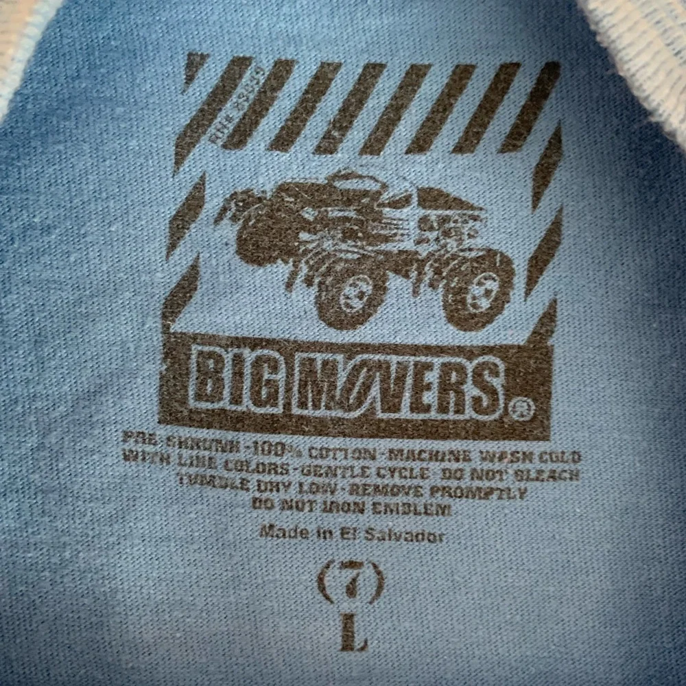 Big Movers Boys Size L (7) Blue Monster Truck Short Sleeve T-Shirt Graphic Tee