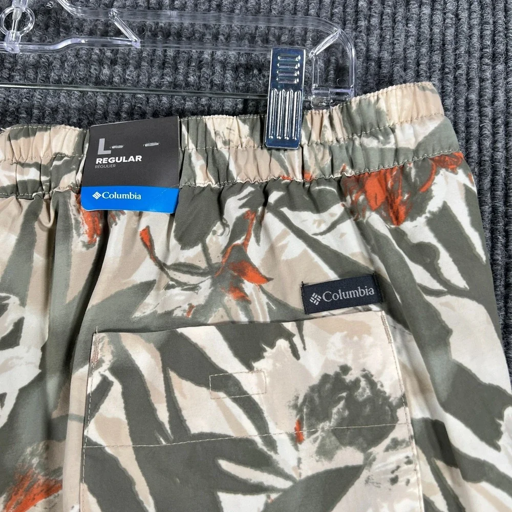 Columbia Summer Dry Shorts Mens Large Green‎ Floral Lined Swim Beach Ocean New
