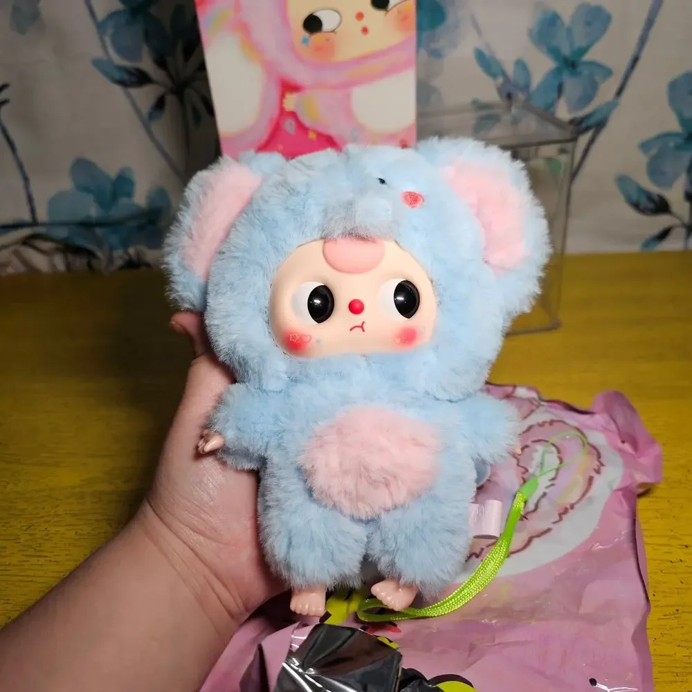 Baby Three Animal Party OPENED Elephant Plush 360 Boba Eyes Pink Hair Pouting