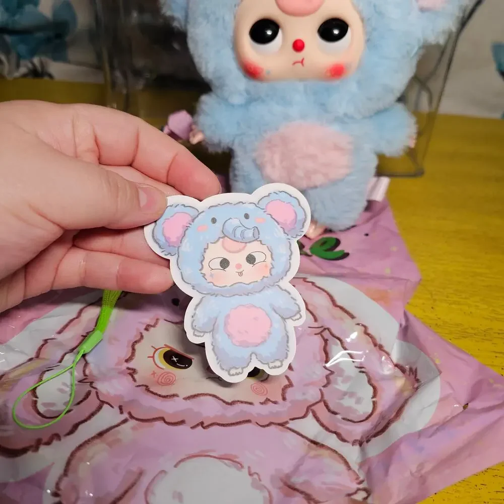 Baby Three Animal Party OPENED Elephant Plush 360 Boba Eyes Pink Hair Pouting