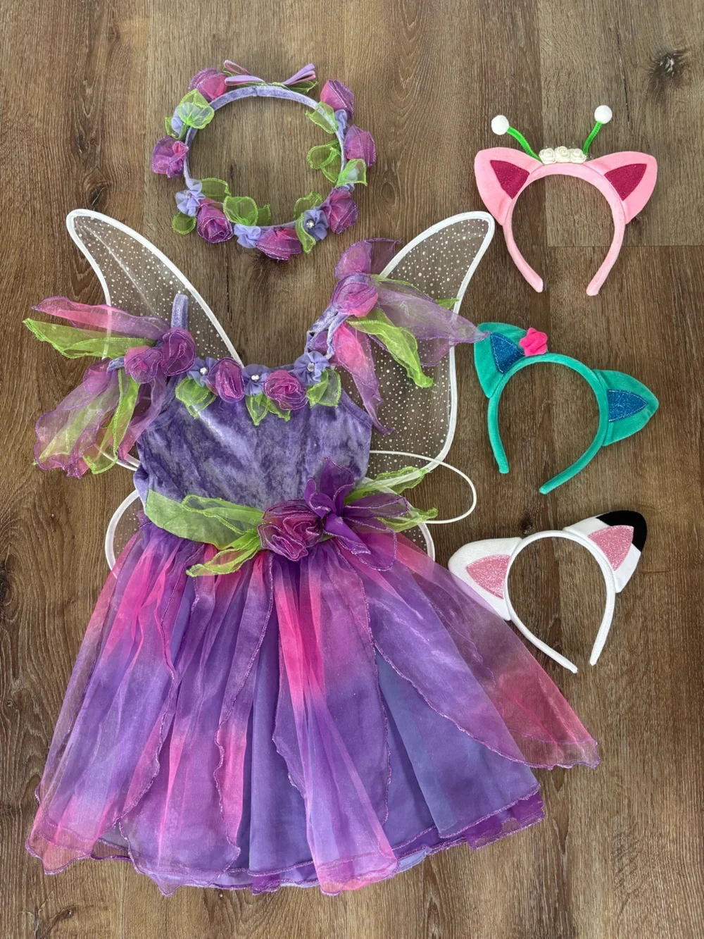 Gabby’s Dollhouse Kitty Fairy Costume Dress with Wings and Head Pieces Sz:4