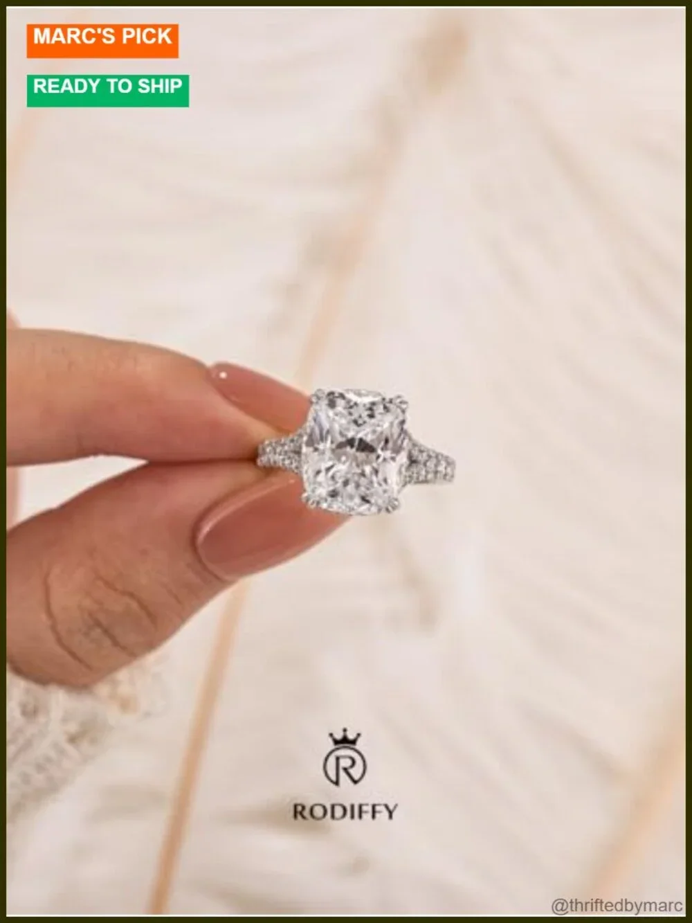 4.5CT Cushion Cut Cubic Zirconia 925 Sterling Silver Promise Ring