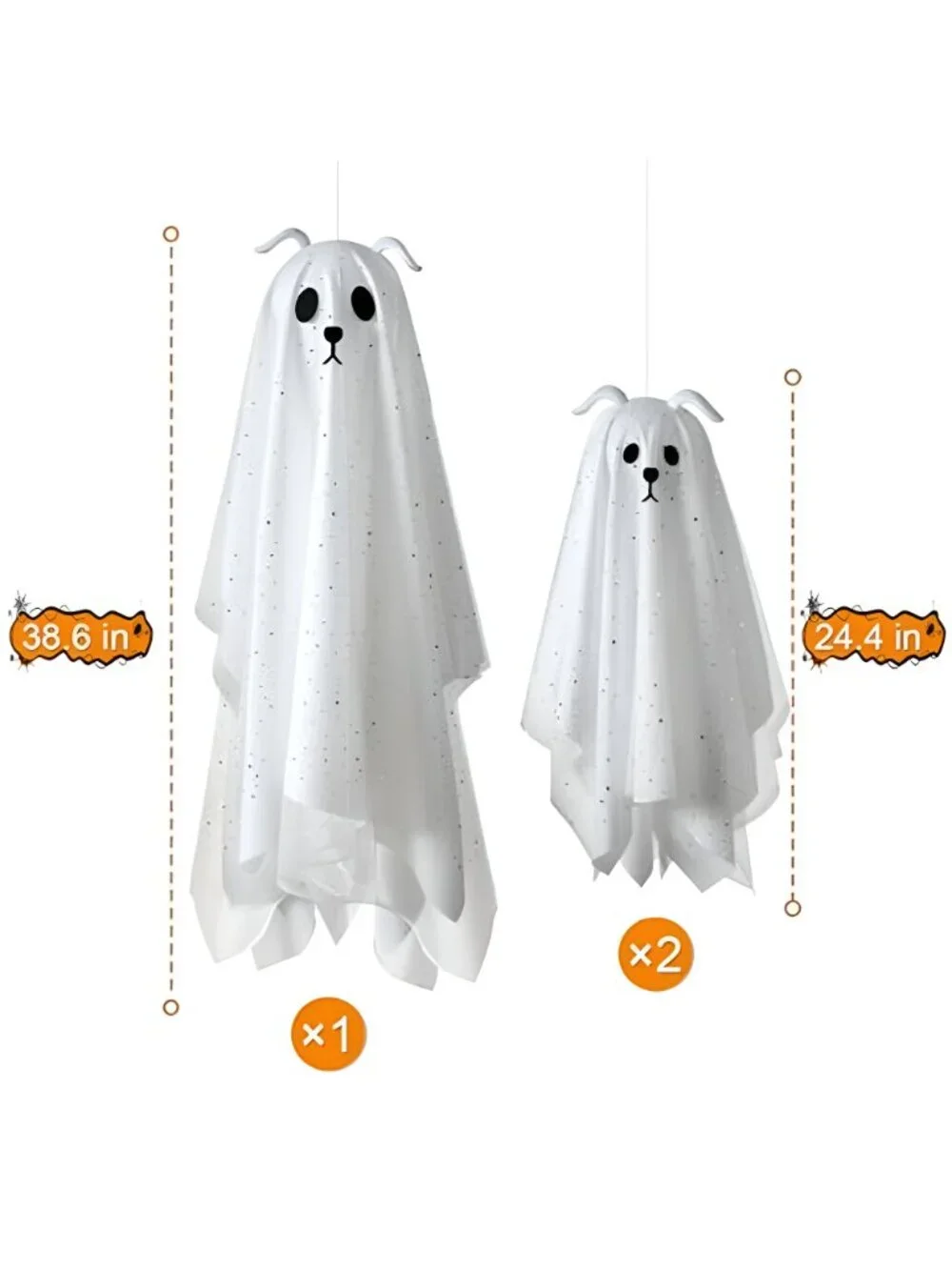 Halloween Decorations Outdoor, 3 Pack Lighted Dog Ghost Hanging Decor