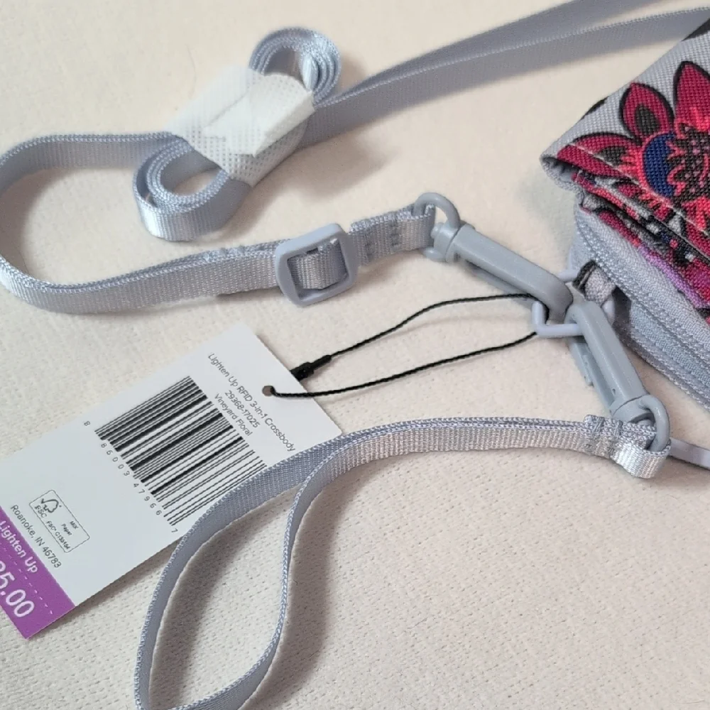 Vera Bradley Lighten Up 3 in 1 Crossbody Bag Vineyard Floral