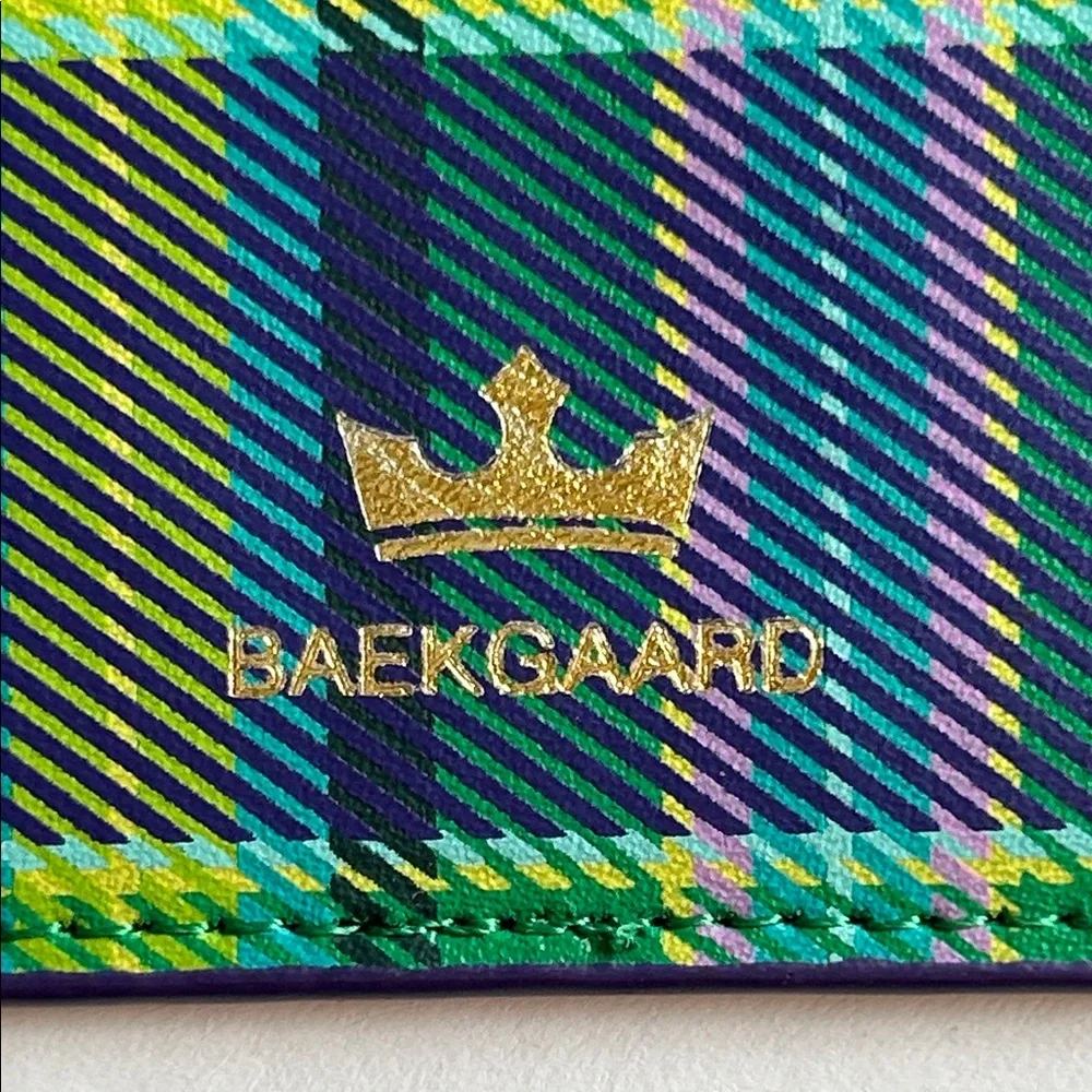 Baekgaard Tartan Wallet Coin Purse in Purple & Green with Yellow Accents