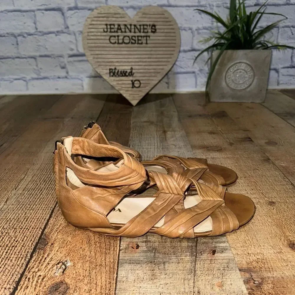 Prada tan pleated