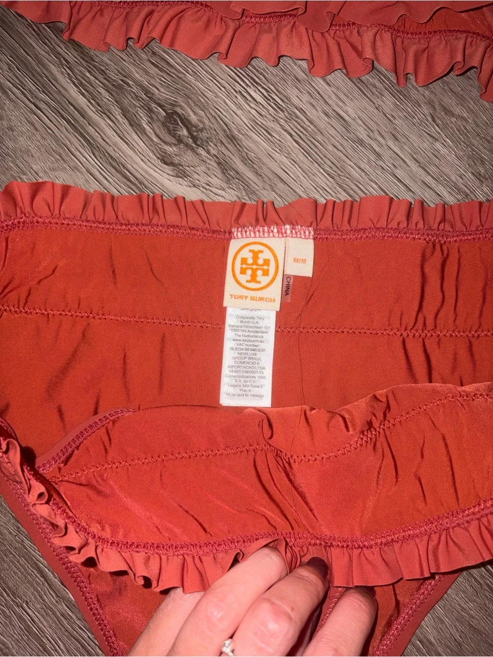Tory Burch Coral Costa Smocked Bandeau Bikini