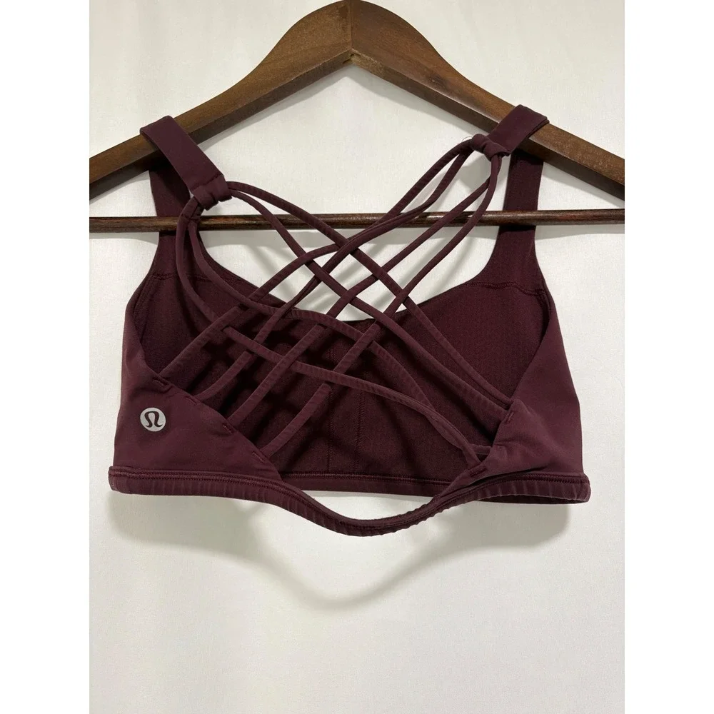 Lululemon Free to Be Bra Wild Women's 4 Goodnight Plum Strappy Sports Bra