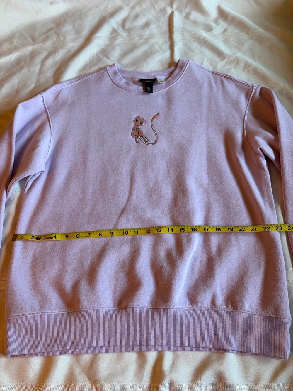 Pokémon Mew H&M Lavender Crewneck Sweater with Embroidered Cat Motif