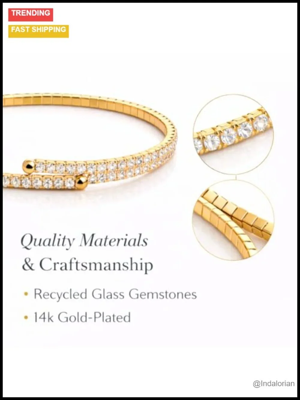 Gold Plated Stretch Tennis Bracelet Crystal Accent Stackable