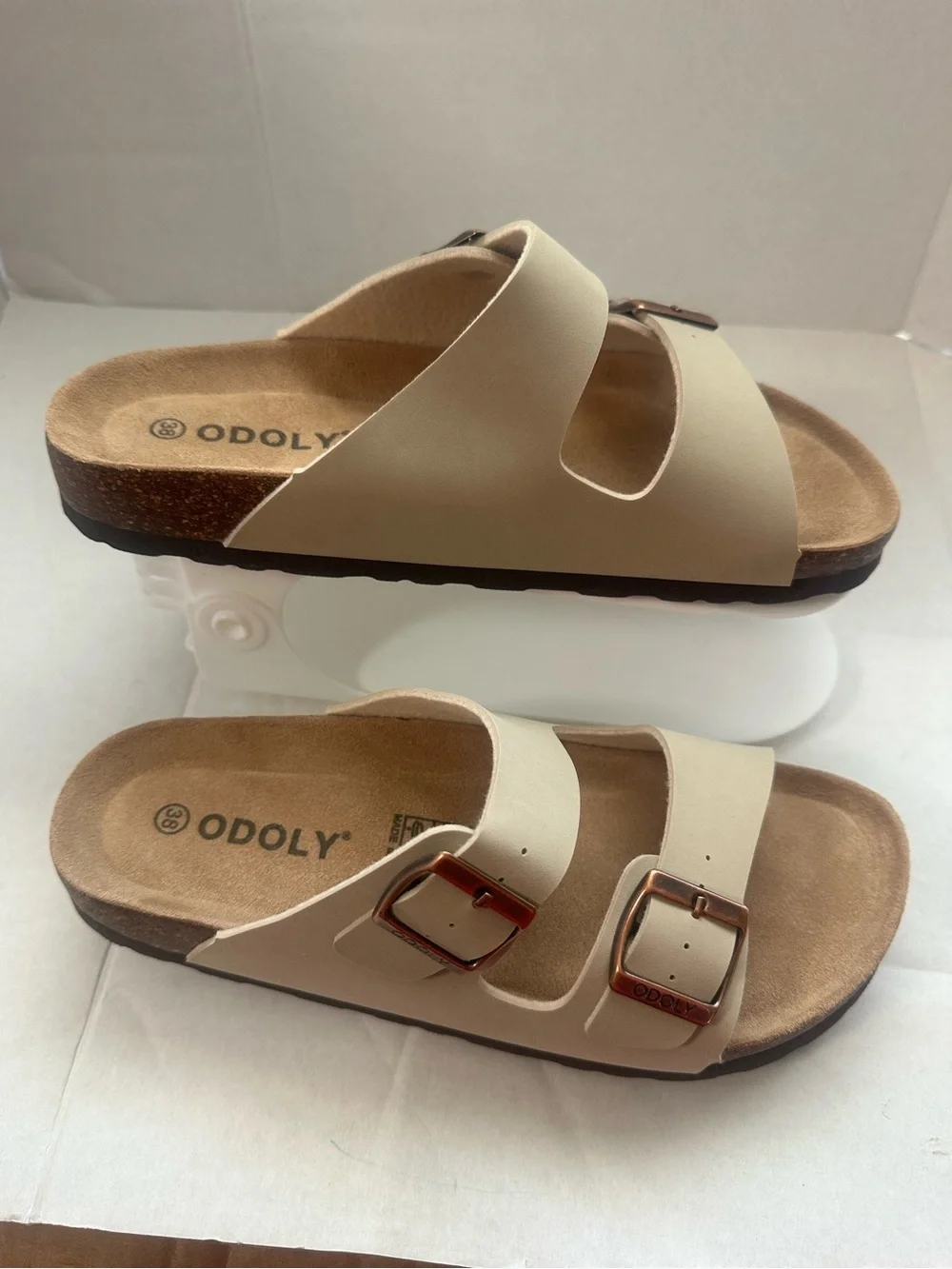 NEW Odoly Footbed Slide Strap Buckle Casual Sandals Size 38 Women's