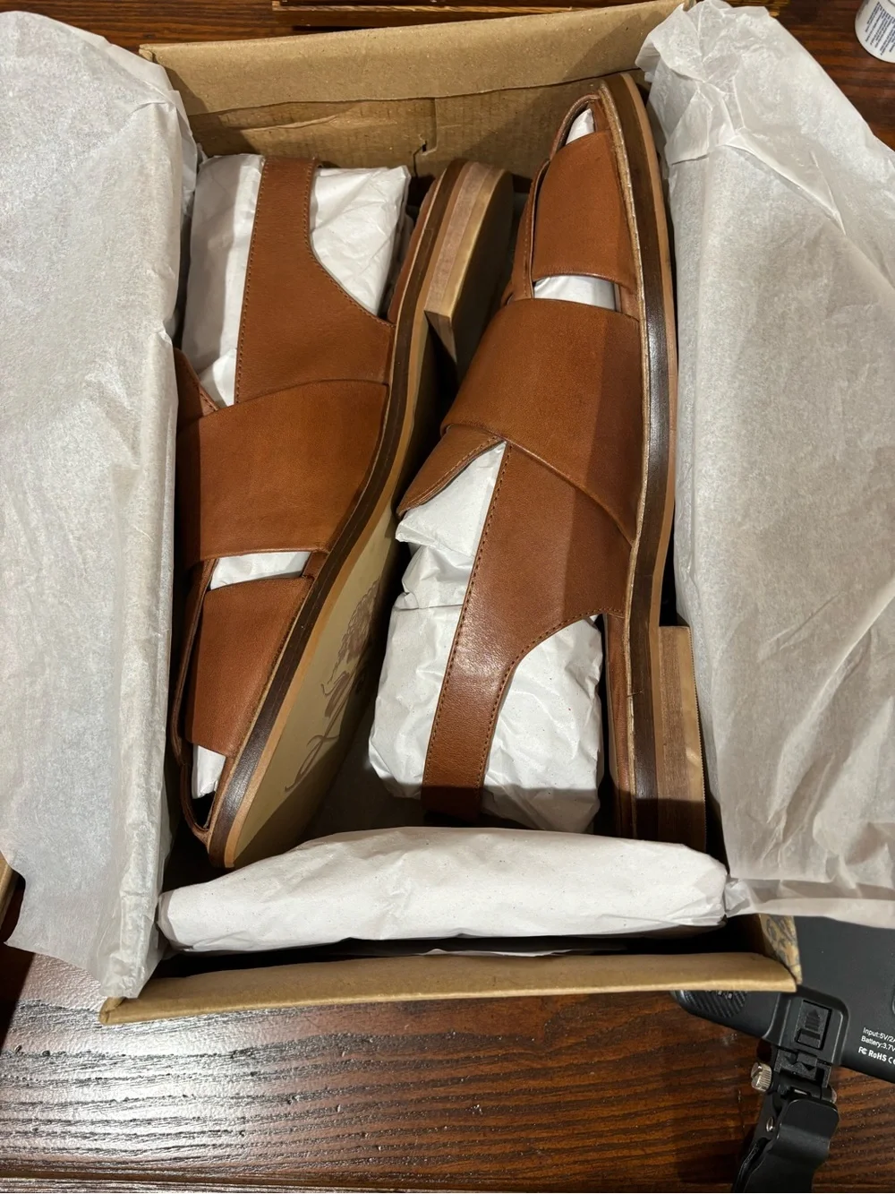 NEW Free People Womens Libby Fisher Sandals Brown Leather Strappy Slingback 9.5