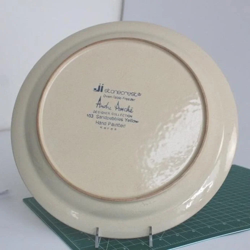 Stonecrest Andre Ponche Sandpebbles Yellow 12 inch Plate Stoneware 10.5