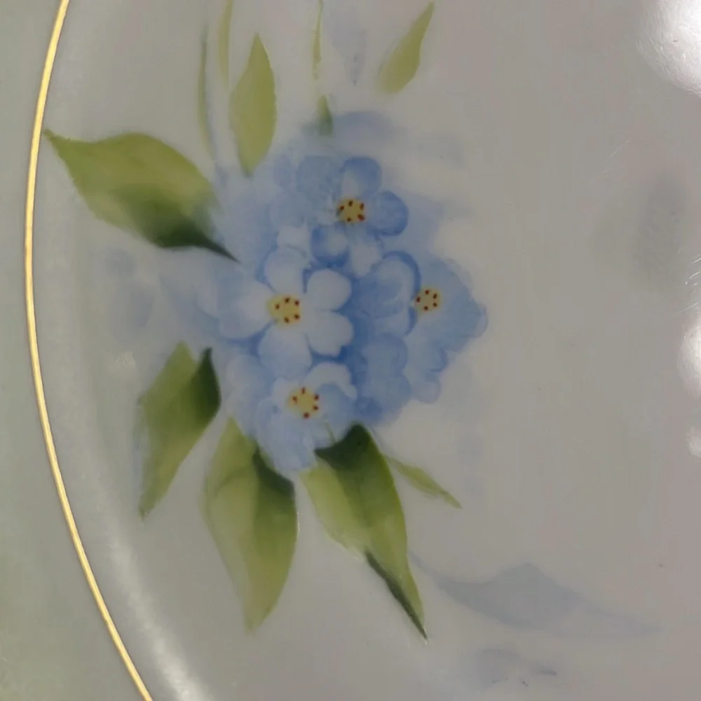 Antique Bavaria (Germany)porcelain plate hand painted & signed blue floral China