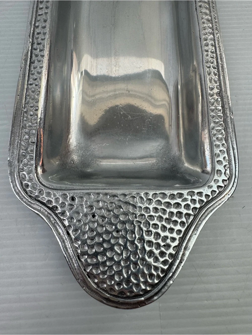 VTG Art Nouveau Cast Metal Hanging Wall Pocket Tray Ribbon Floral Catchall 12”