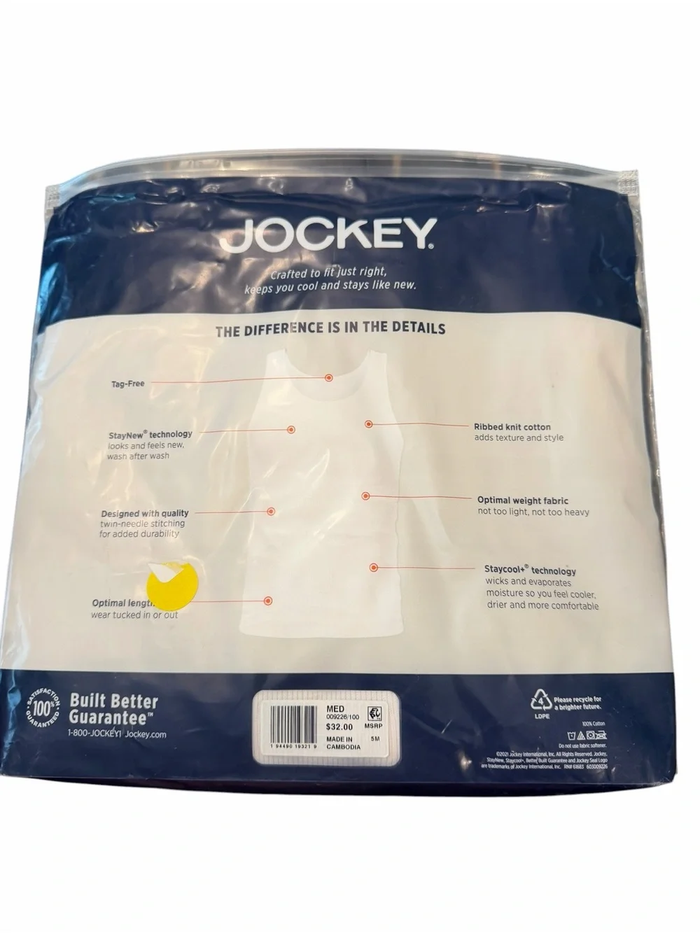 Jockey cotton white tags
