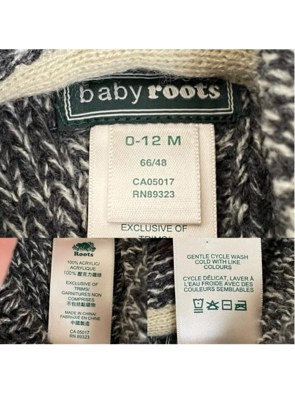 ROOTS BABY Monkey Face Poncho Sweater 0-12M