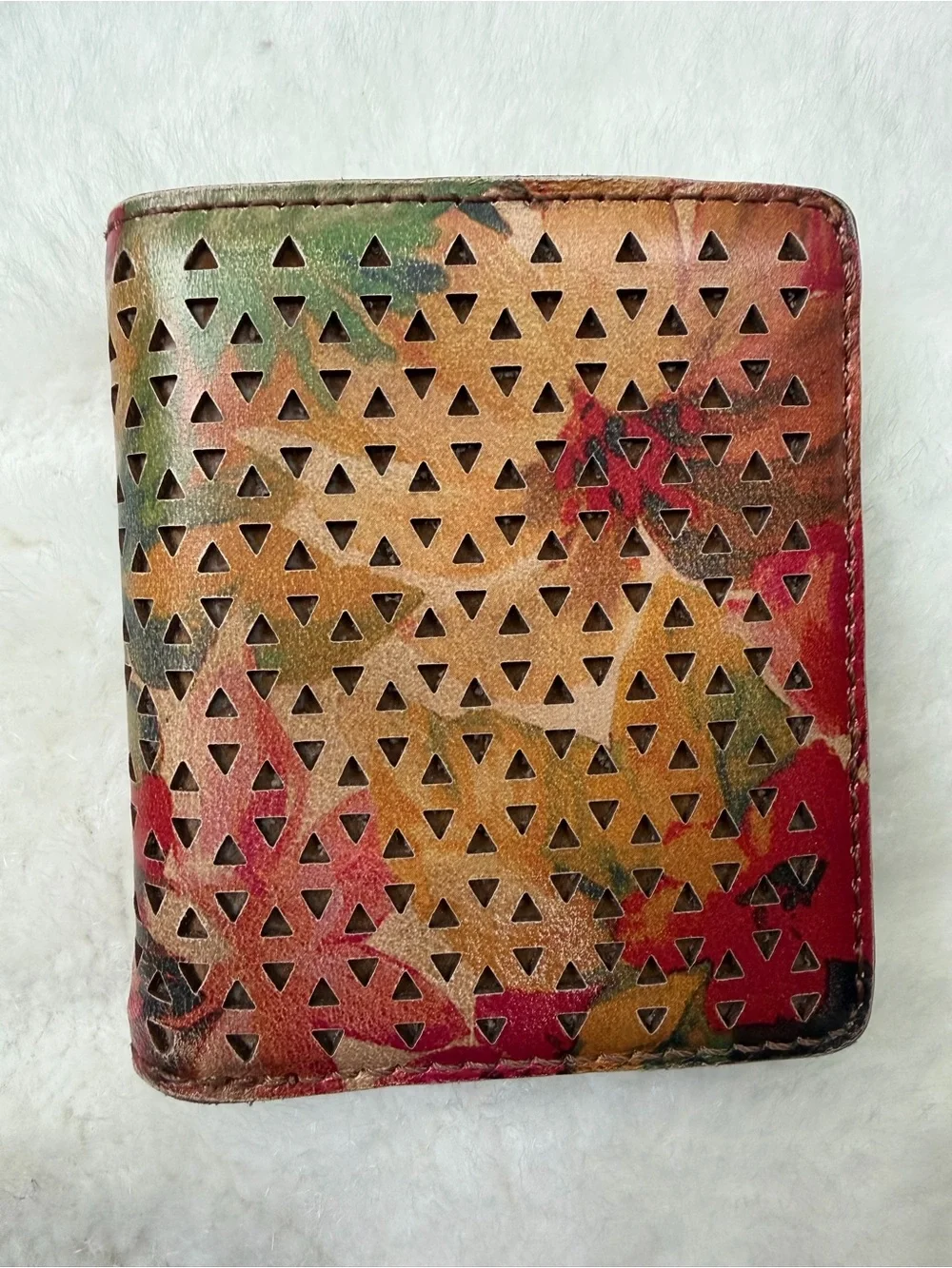 Patricia Nash Luzzi Women's Leather Wallet Perforated Multicolor bifold