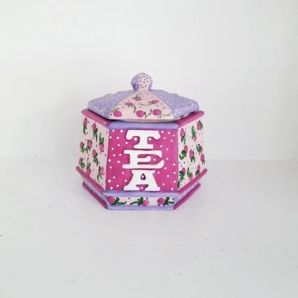 Ceramic Tea Canister Vintage Sweet Shabby Chic LoveShack Fancy Floral Coquette