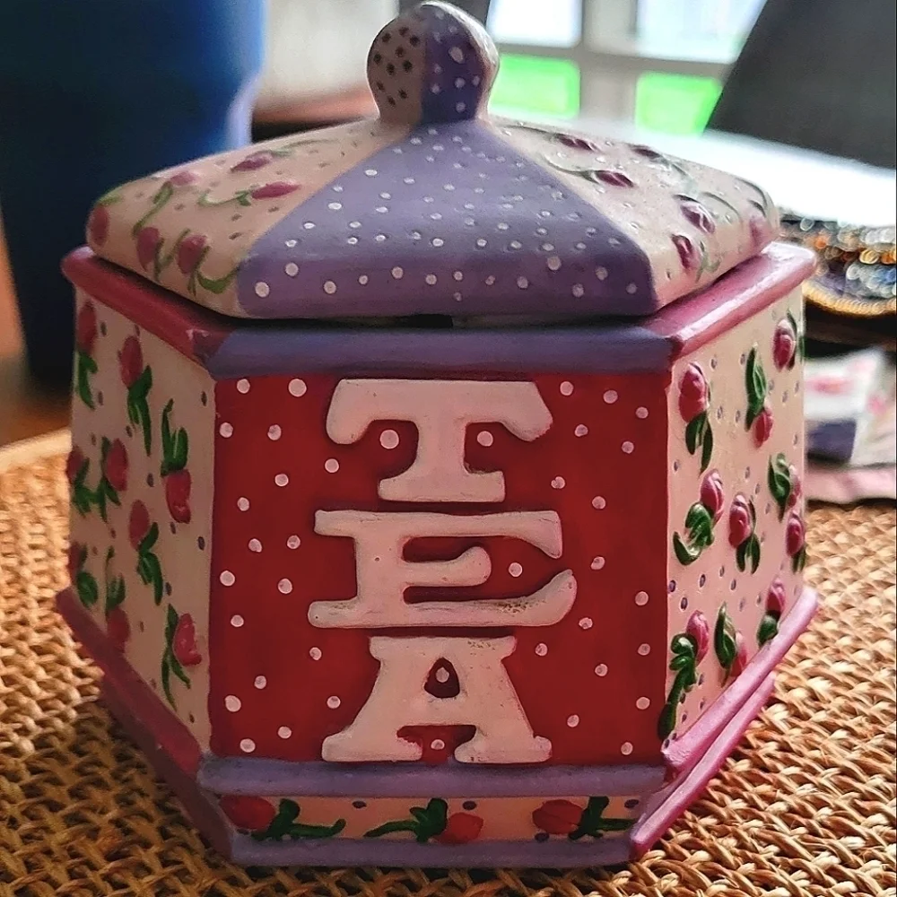 Ceramic Tea Canister Vintage Sweet Shabby Chic LoveShack Fancy Floral Coquette