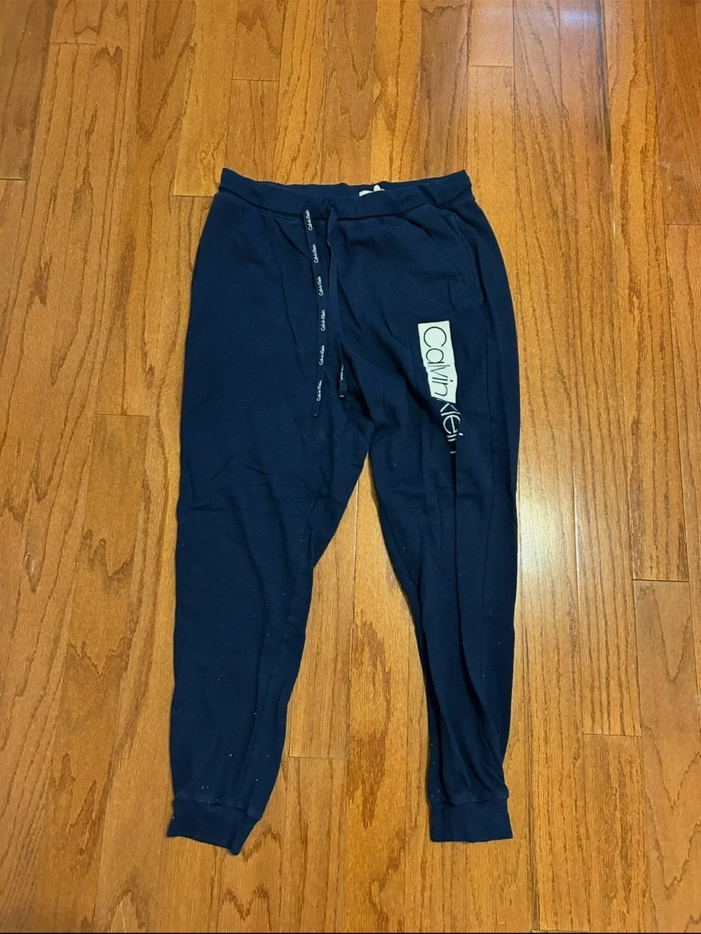 Calvin Klein Navy Jogger Sweatpants with Vertical Logo