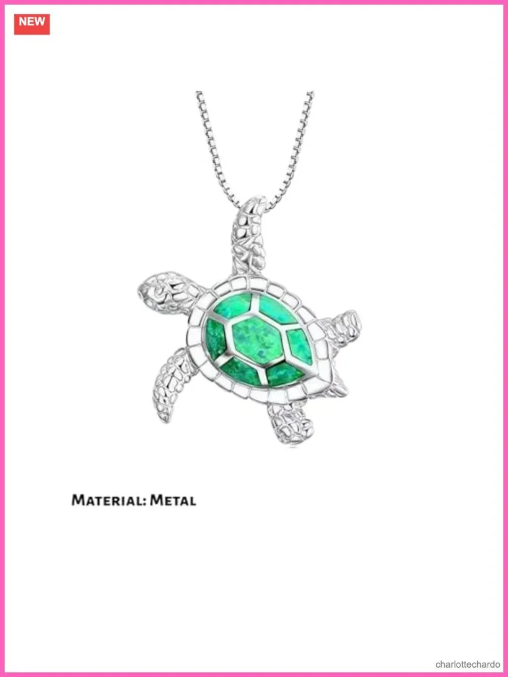 Sea Turtle Pendant Necklace Silver Plated Link Chain Adjustable Animal Jewelry