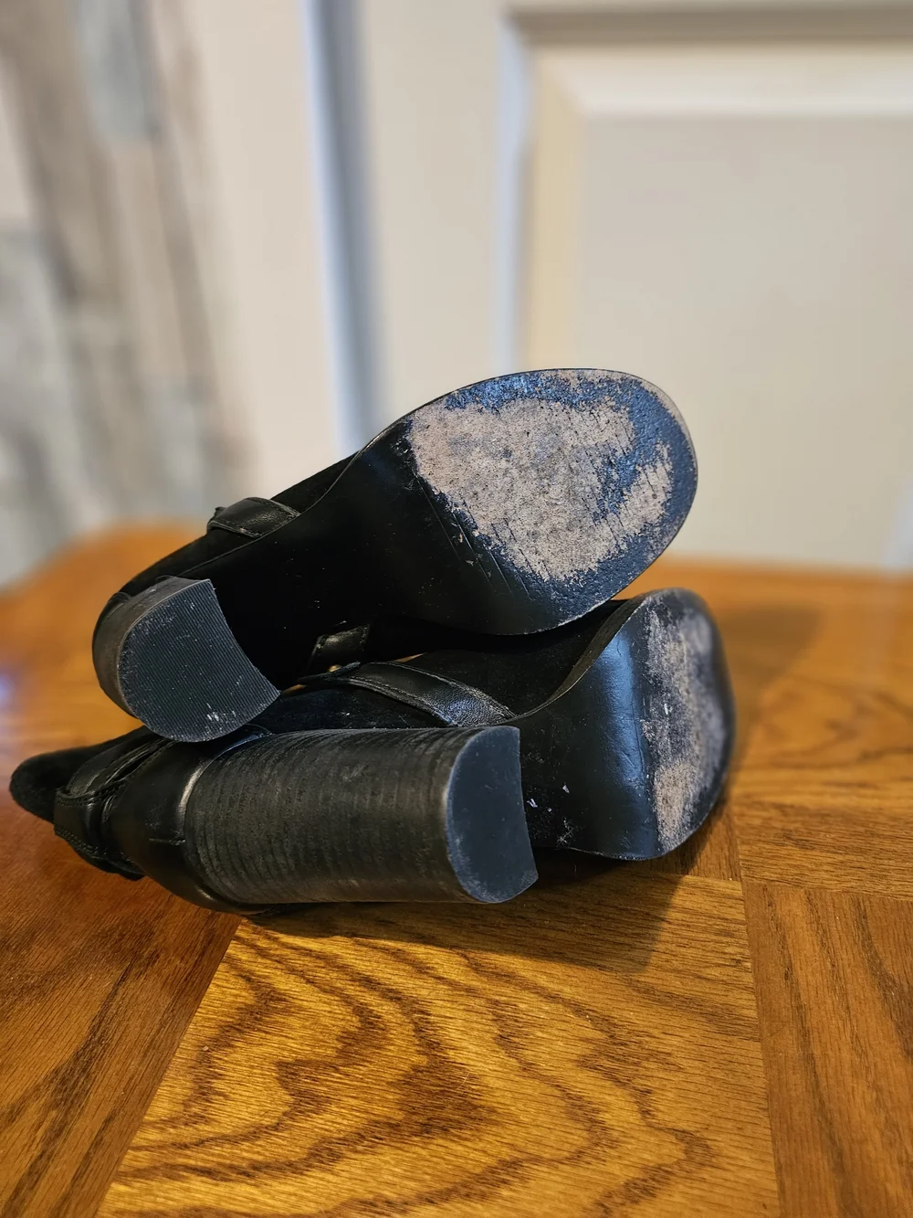UGG Black Suede Ankle Booties with Harness Strap Sz 8