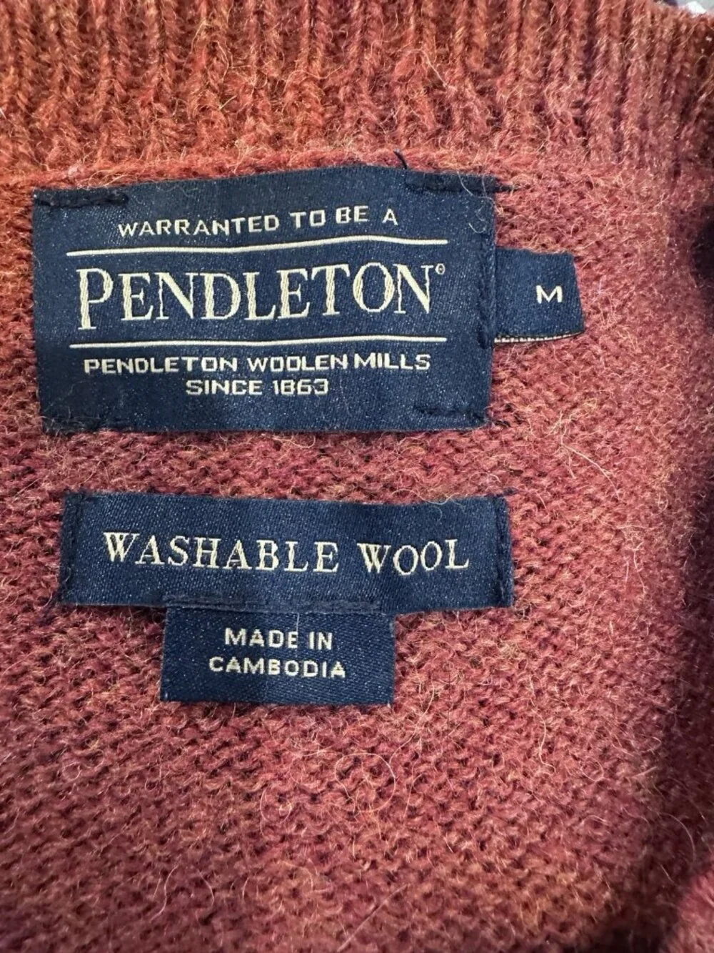 Pendleton Men’s M Washable Wool Crewneck Sweater Rust Brown Pullover