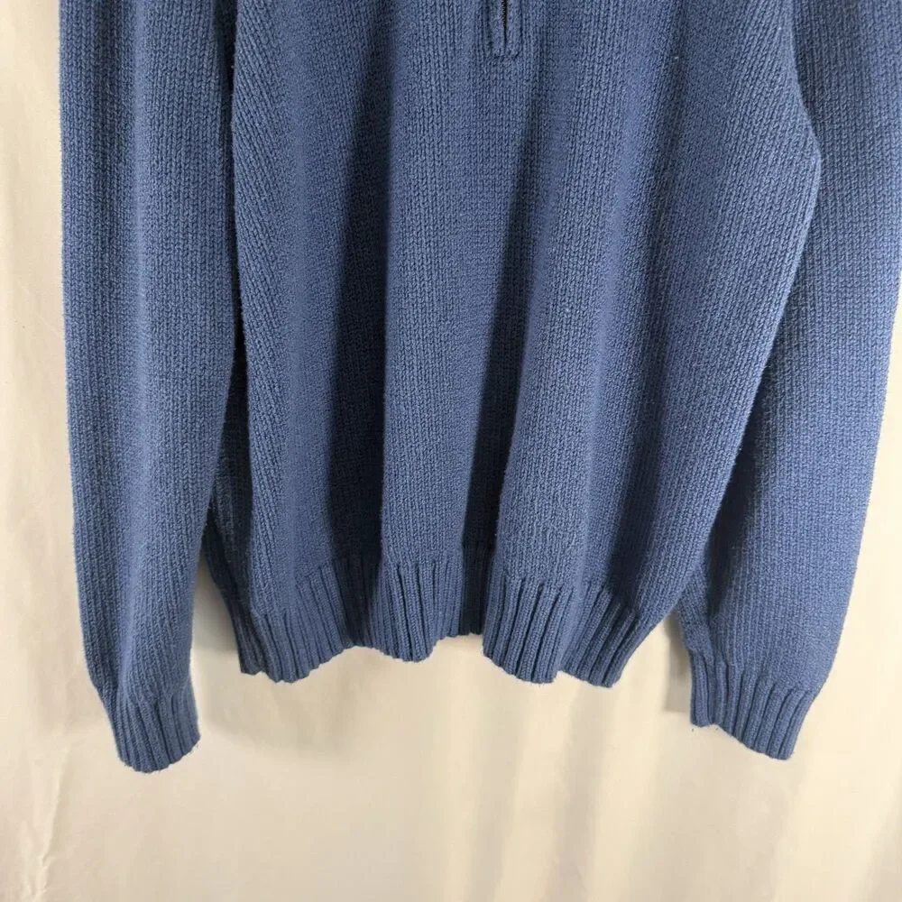 Polo Ralph Lauren 1/4 Zip Sweater Men's XXL Blue Heavy Knit Pullover Turtleneck
